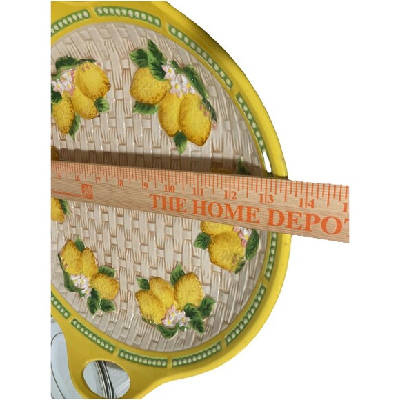 VTG. MCM Temptations Lemon Fruit 15-1/4" Serving Platter W/ Handles & Lemons - Picture 15 of 16
